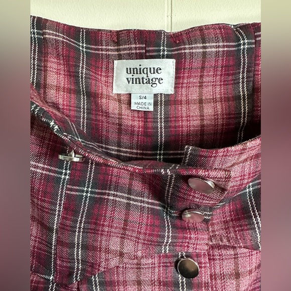 Unique Vintage 1940s Plaid Buttoned Wide Leg Trousers - Picture 4 of 6